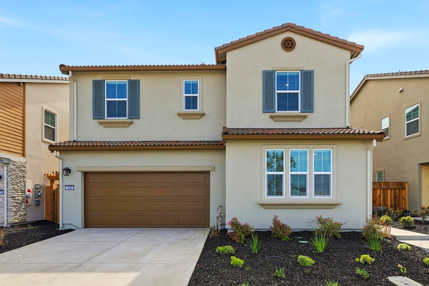 A building with a garage.