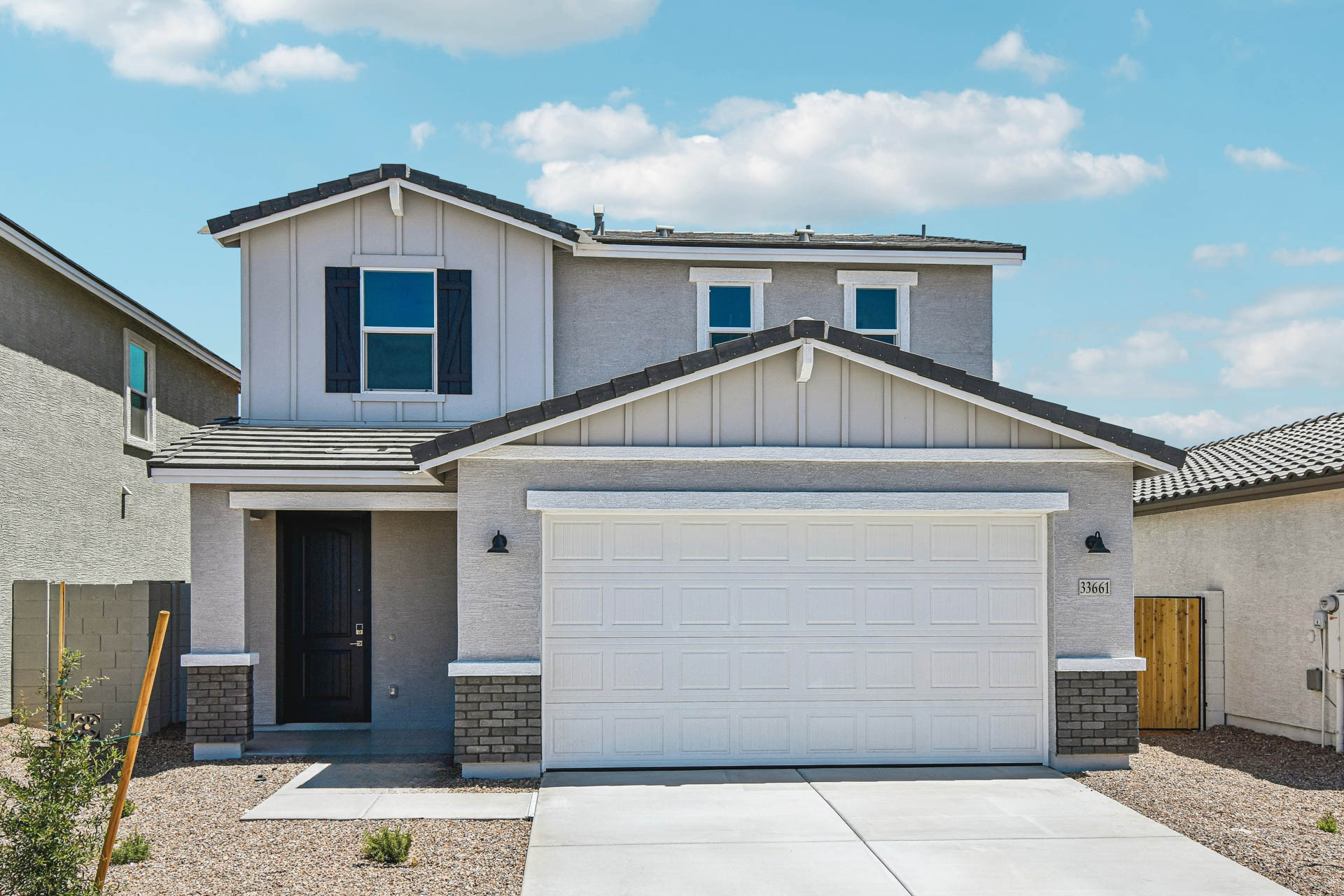 A house with a garage.
