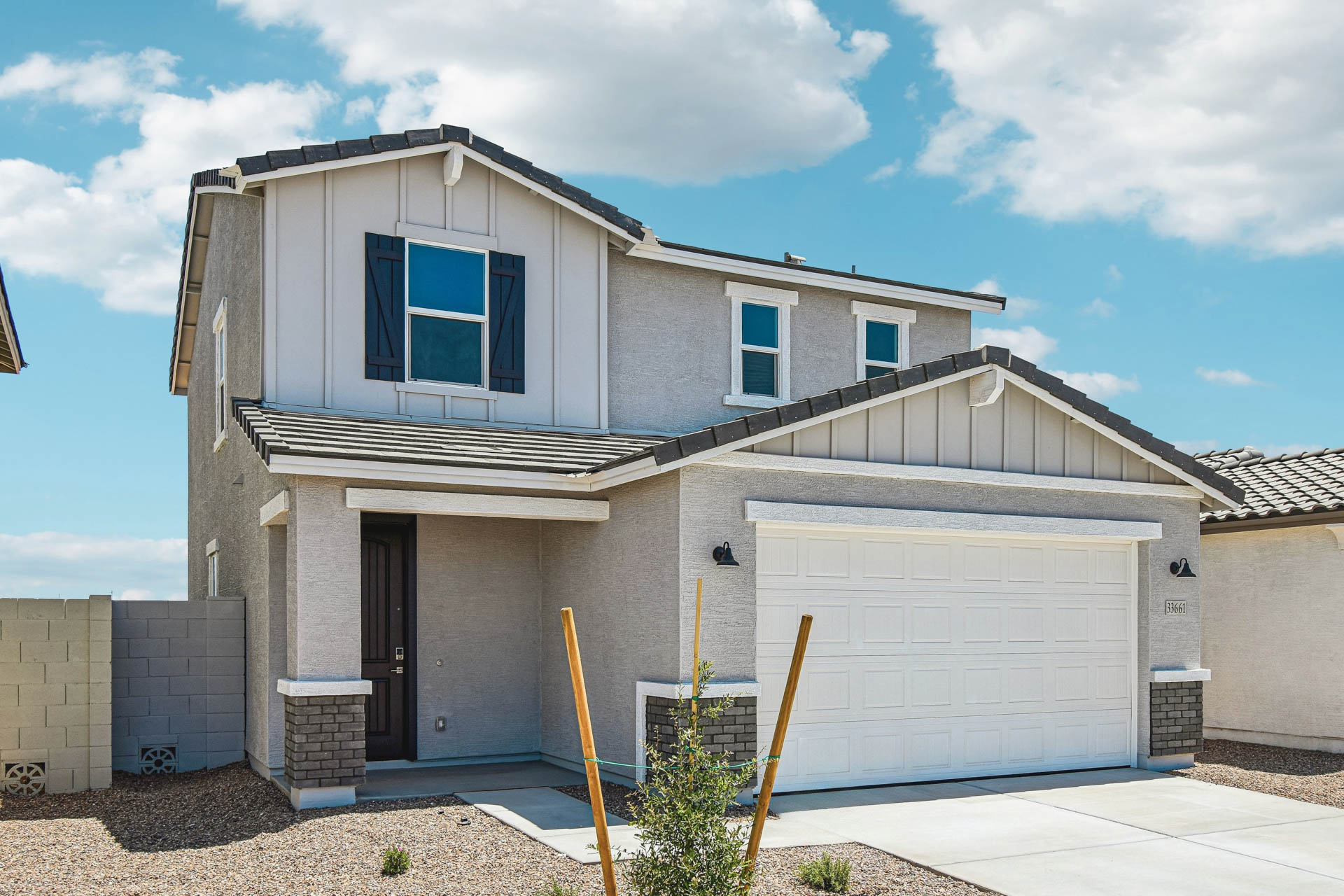 A house with a garage.