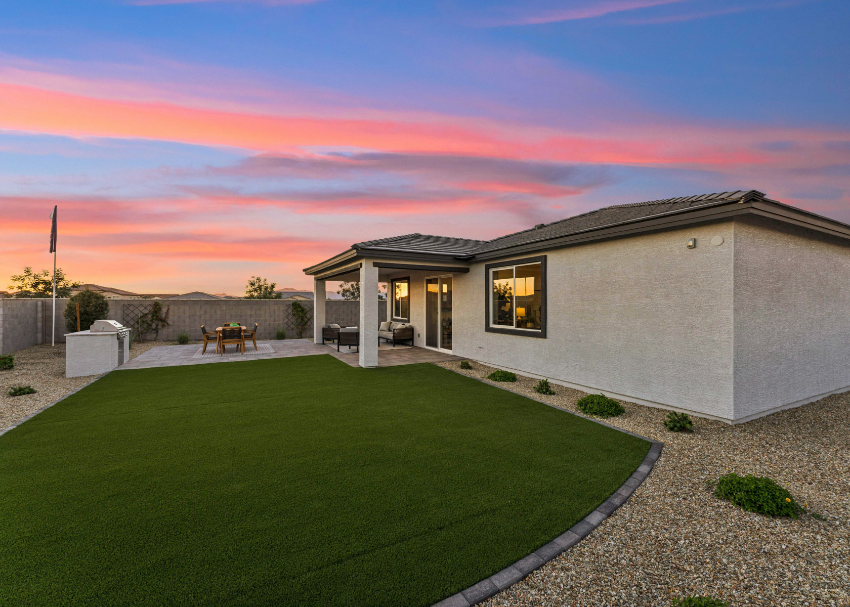A house with a large yard.