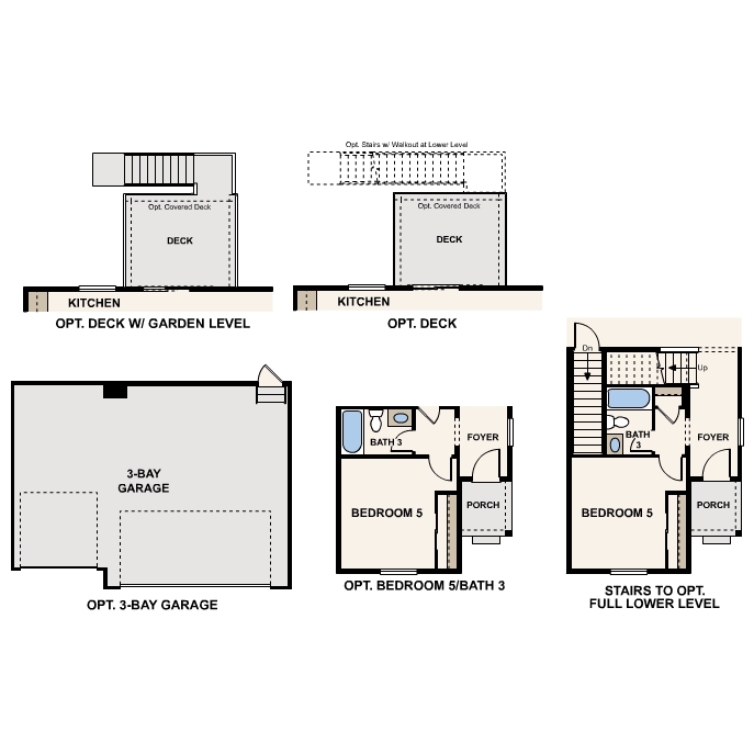 Diagram, engineering drawing. Powell Floorplan, Main Level Options