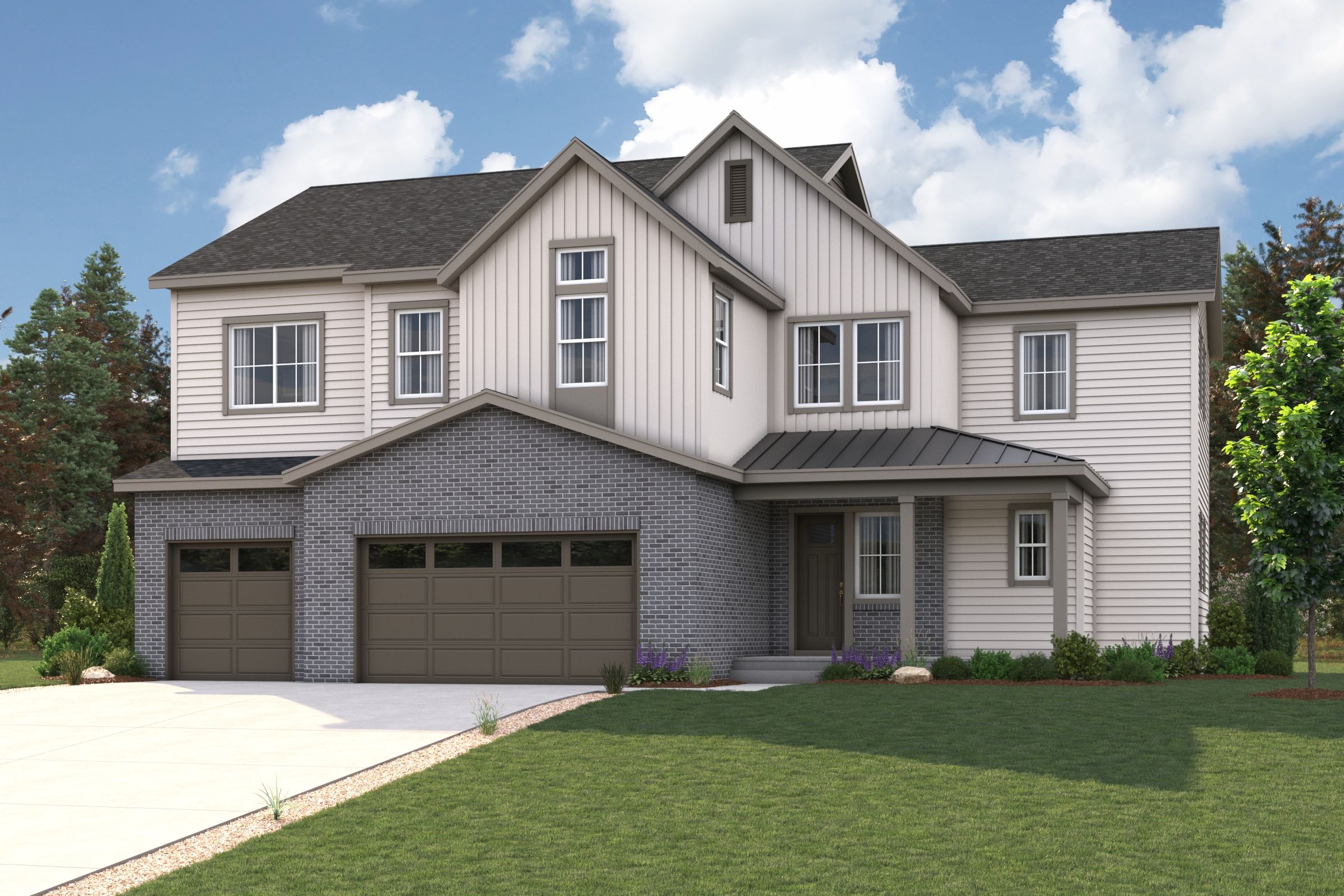 A house with a driveway.