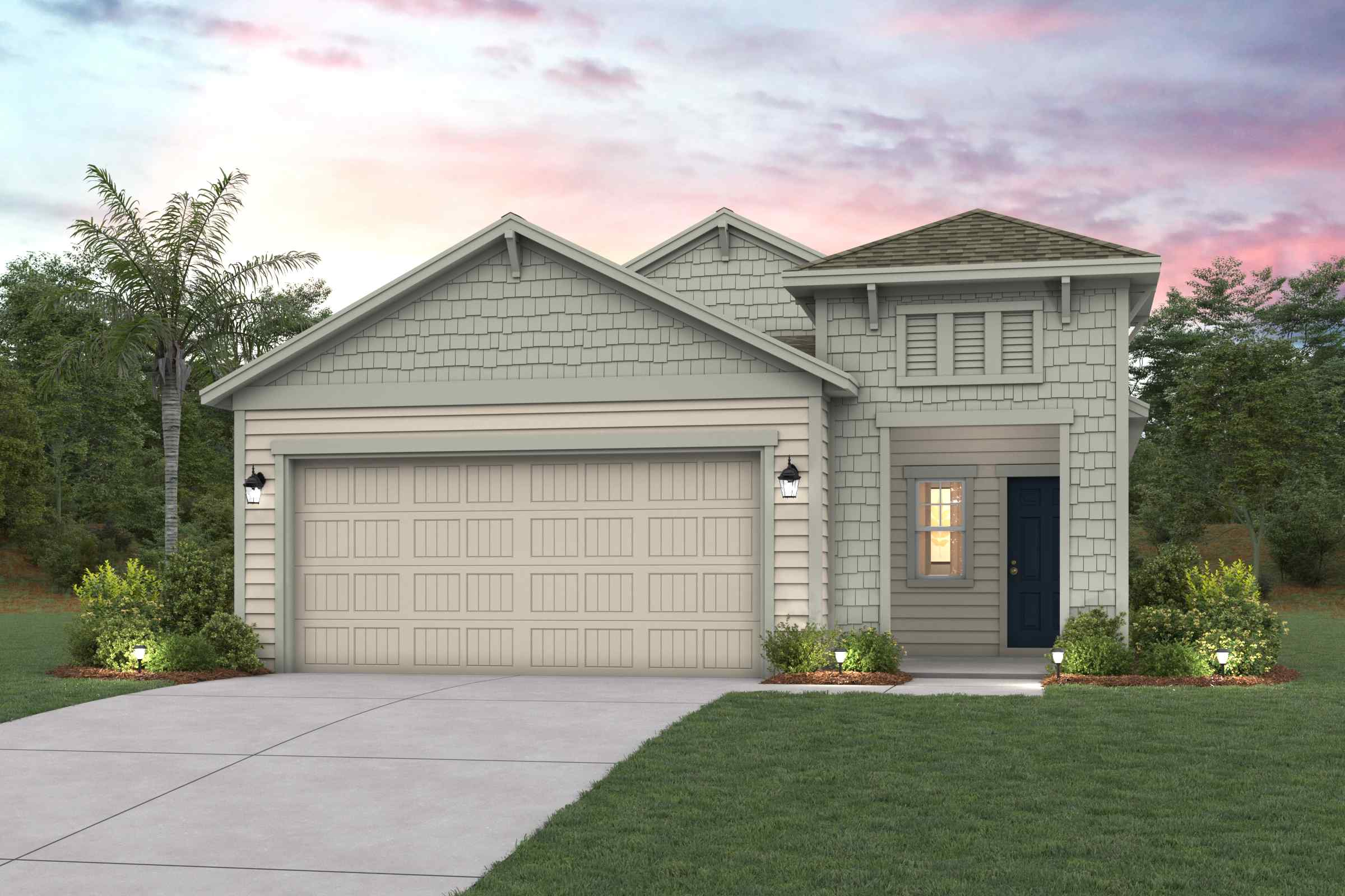 A house with a garage.