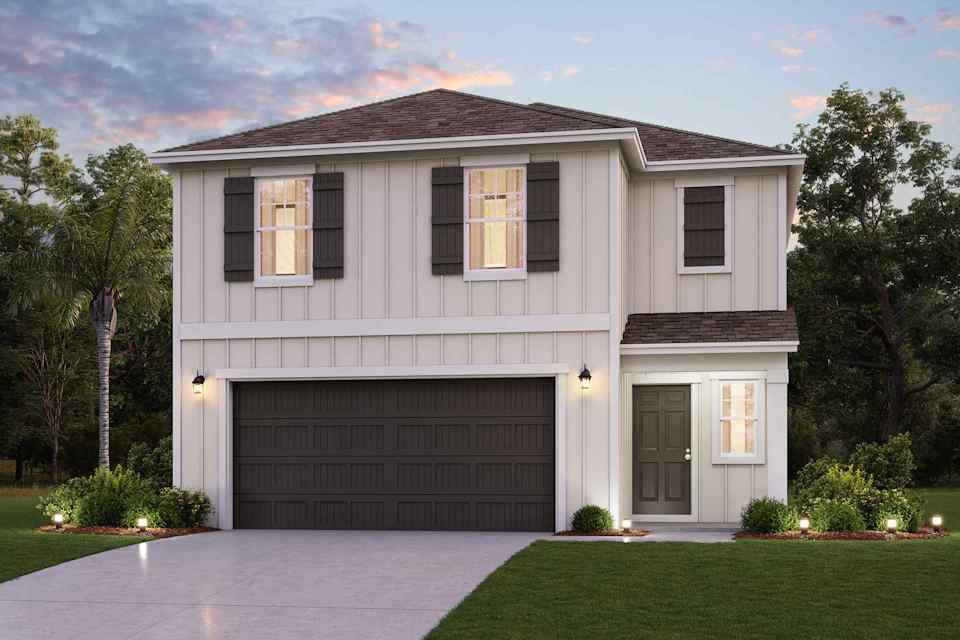 A house with a garage.