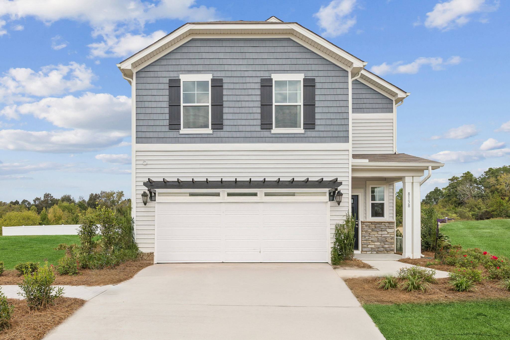 A house with a garage.