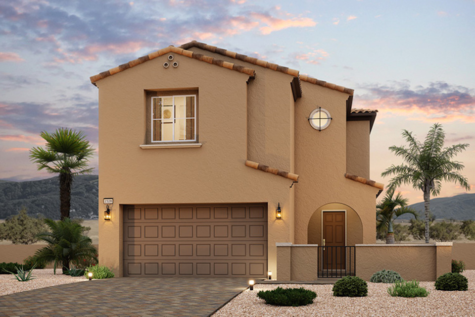 A house with a garage and a fence around it.