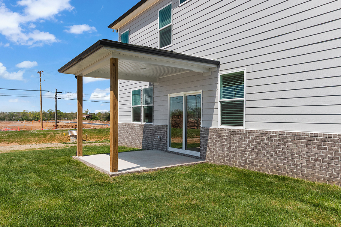 A house with a glass door.