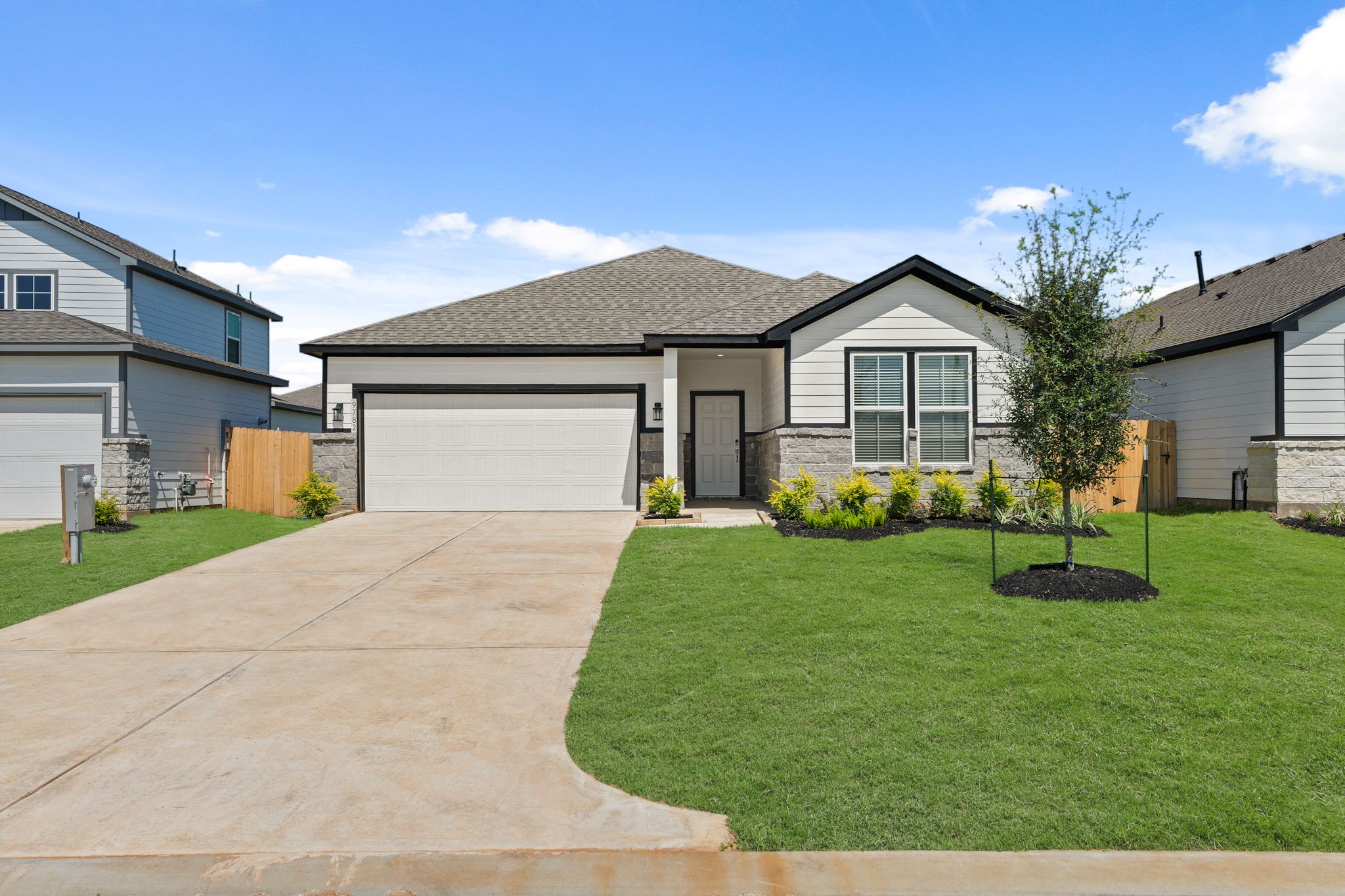 A house with a driveway.