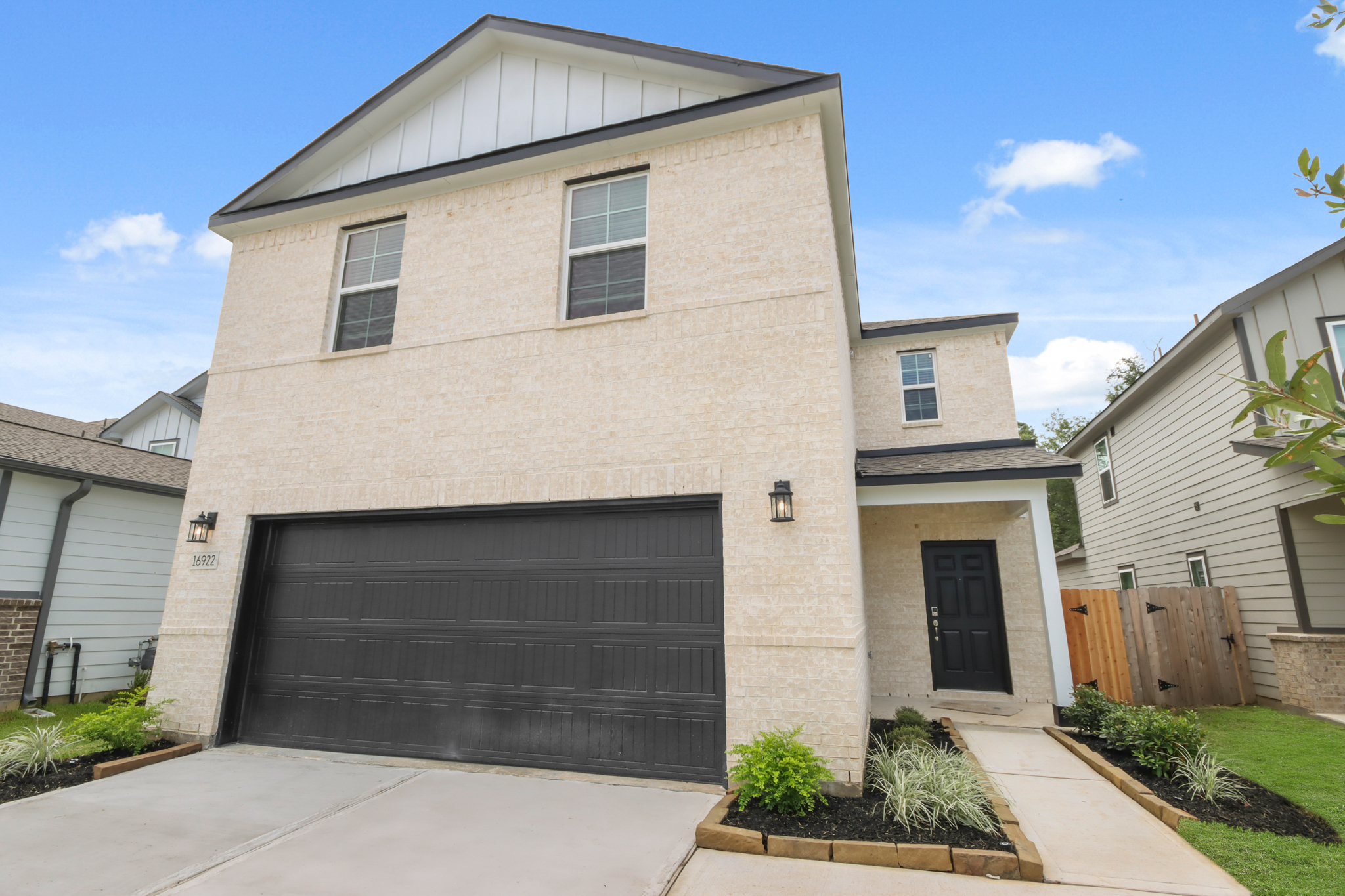 A house with a garage.