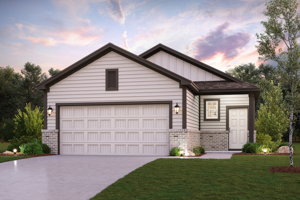 A house with a garage.