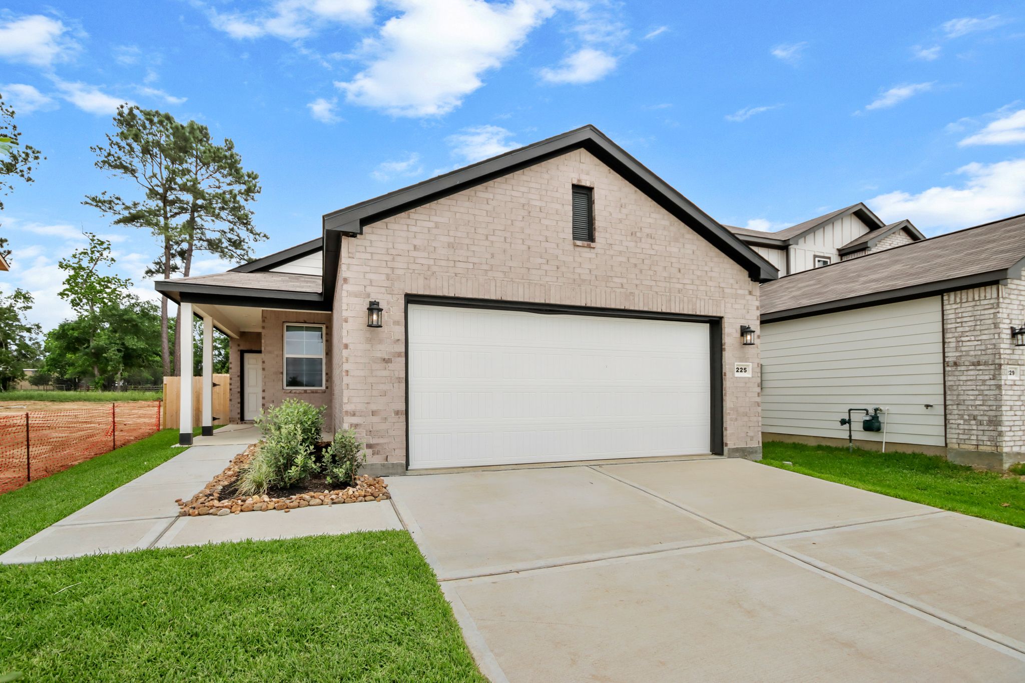 A house with a garage.