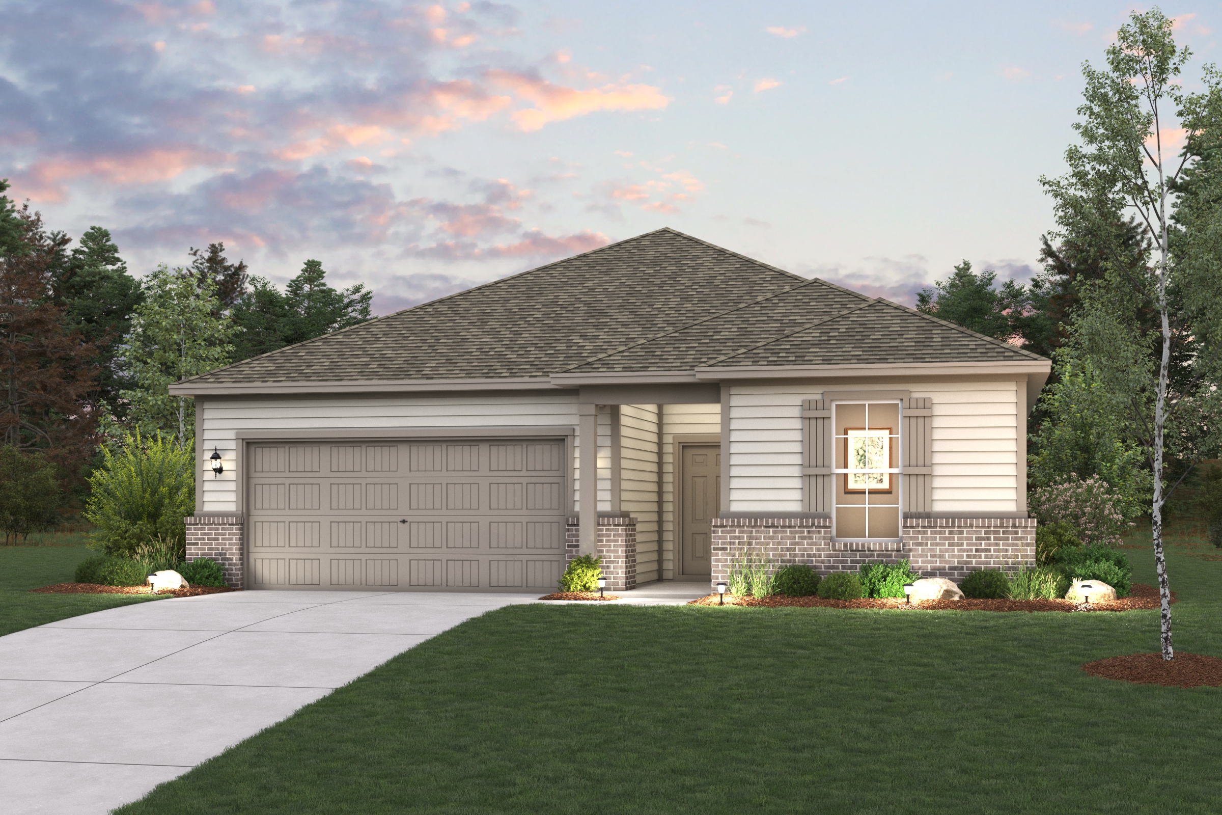 A house with a garage.