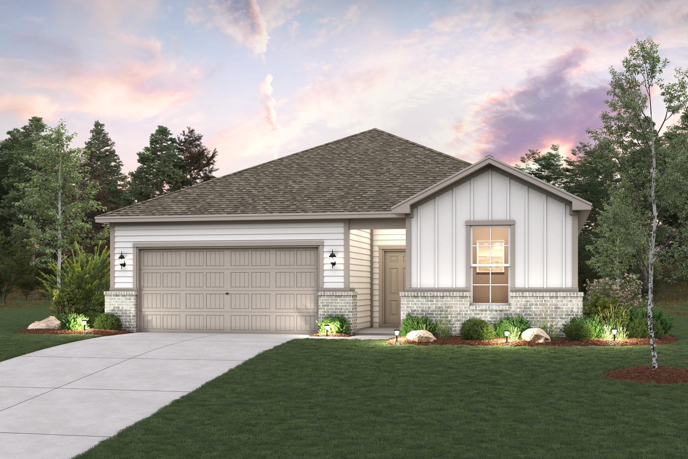 A house with a garage.