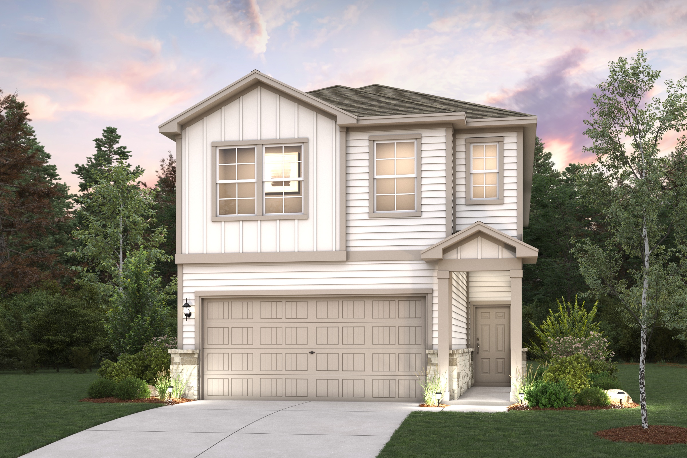 A house with a garage.