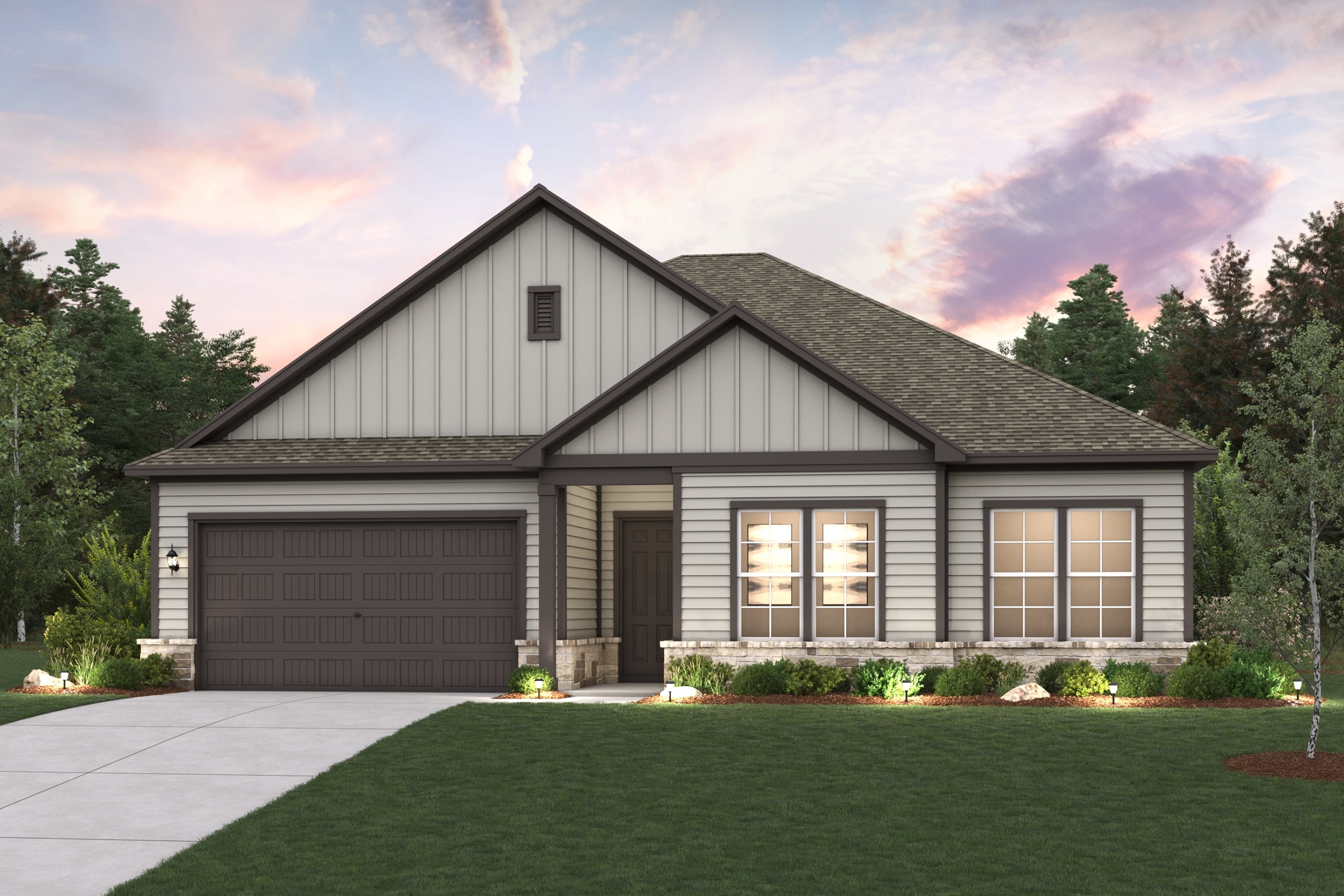 A house with a garage.