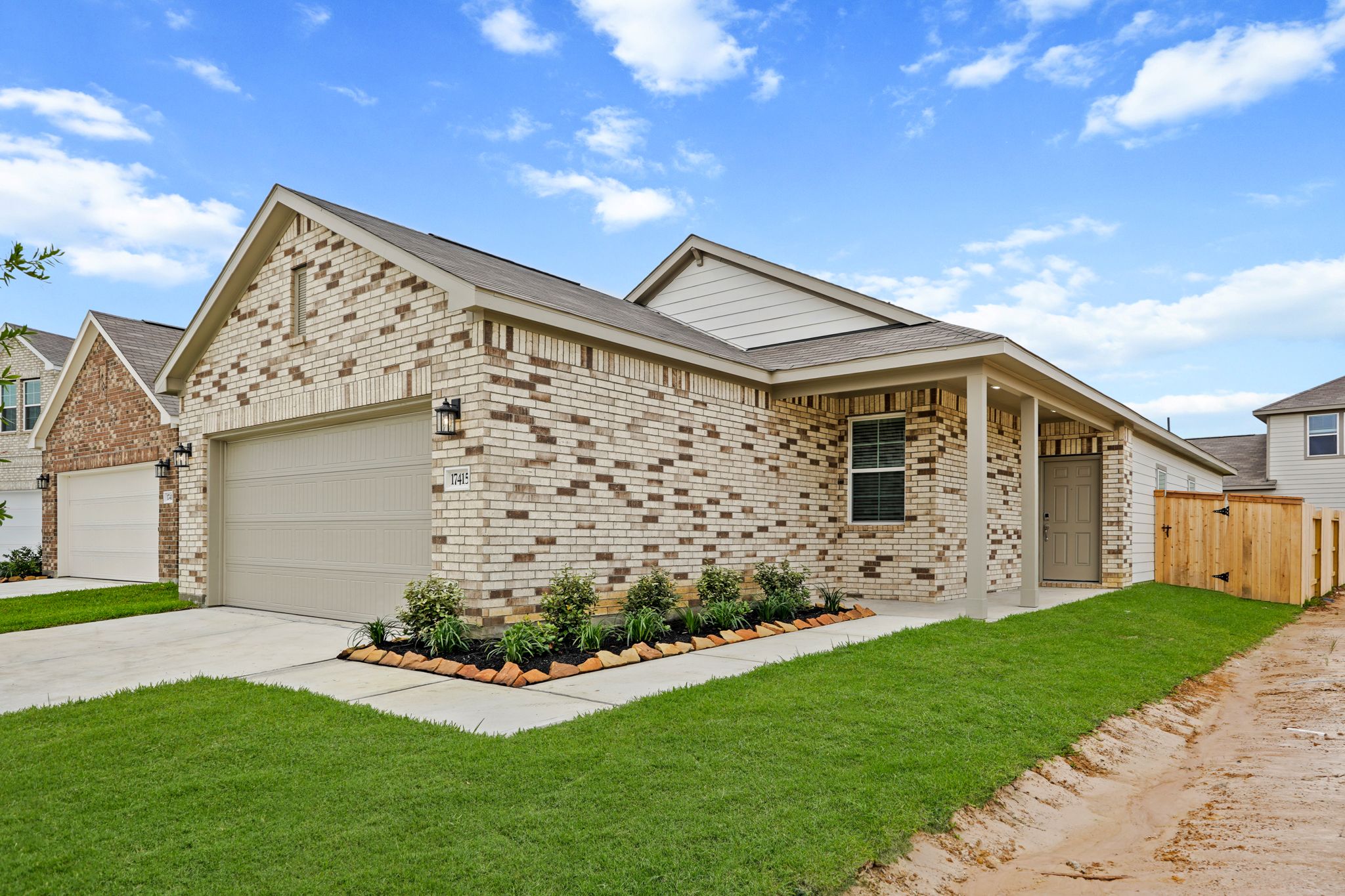 A house with a garage.