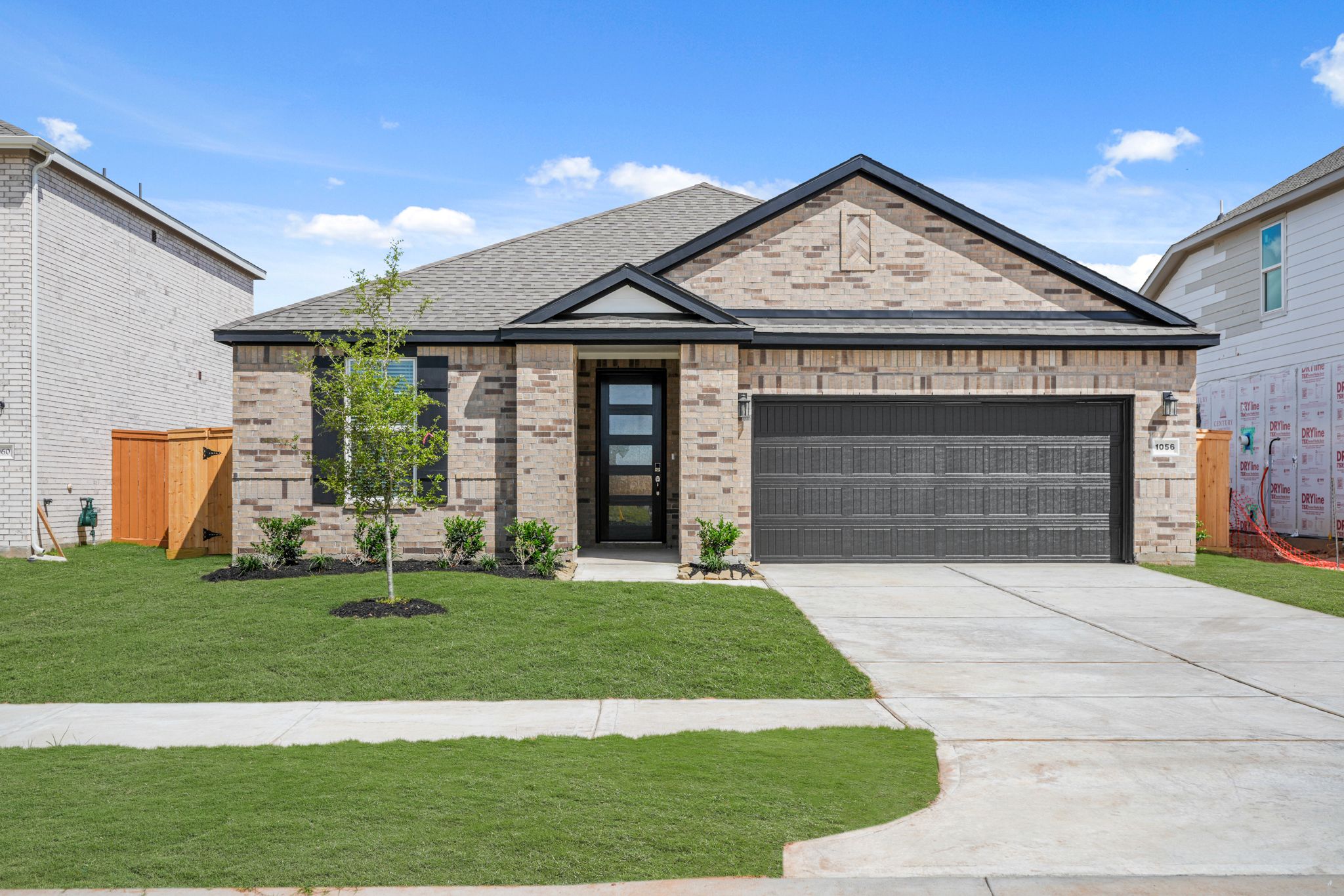 A house with a garage.