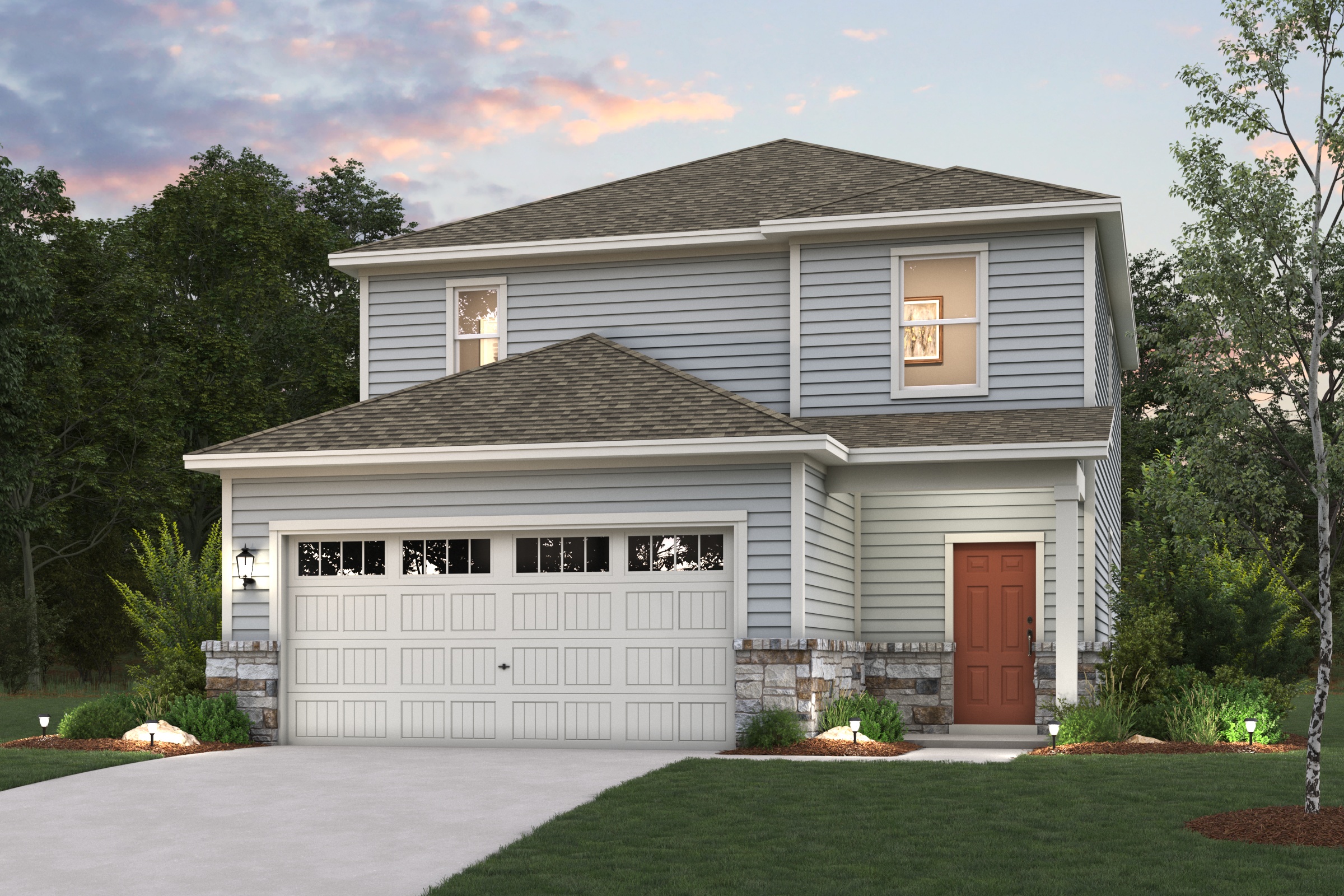 A house with a garage.