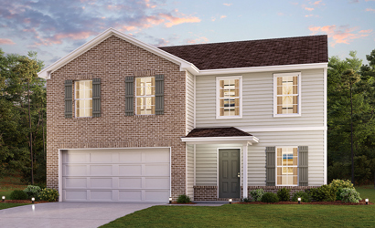 A large house with a garage.