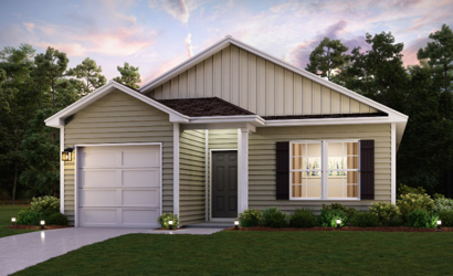 A house with a garage.