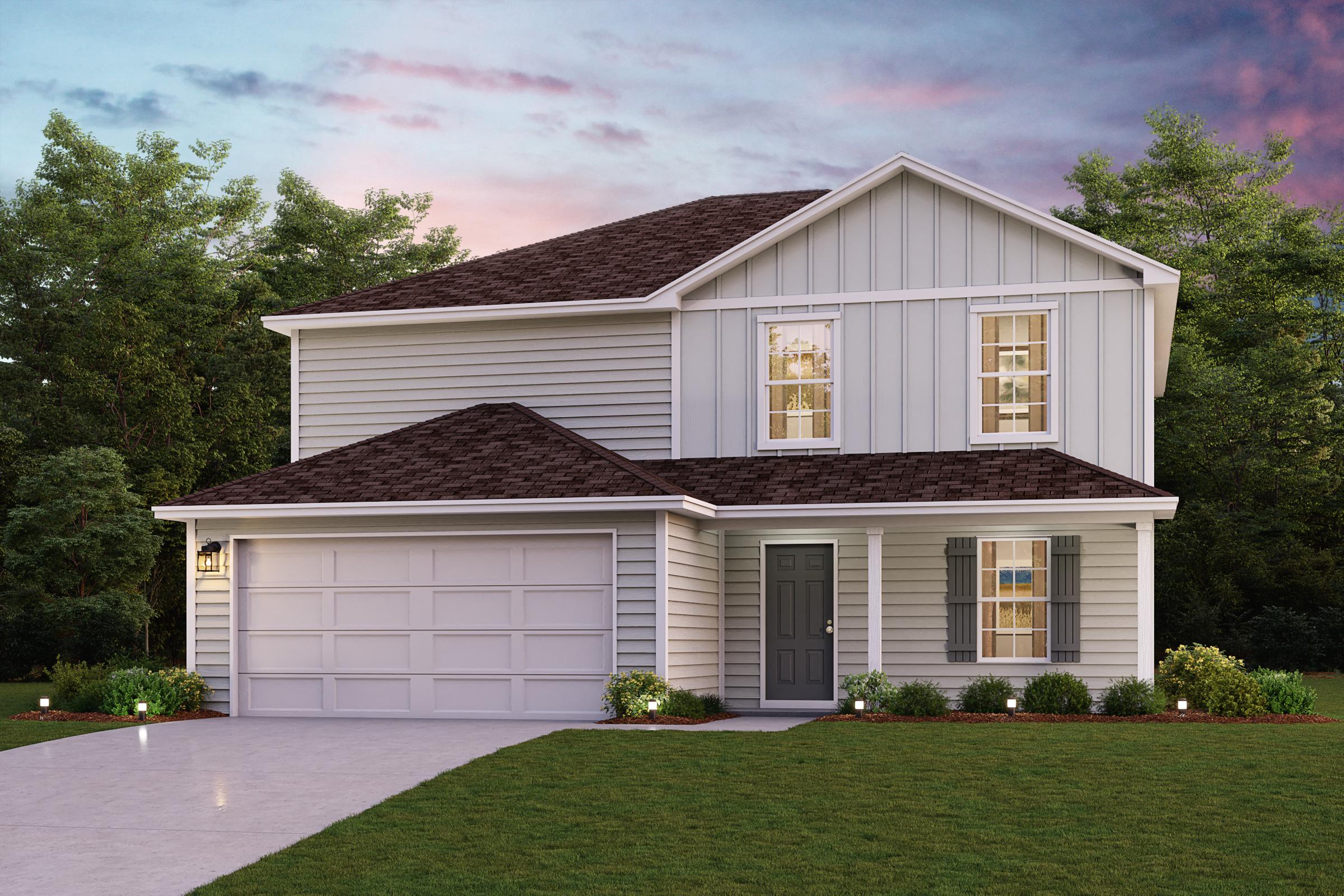 A house with a garage with American Gothic House in the background.